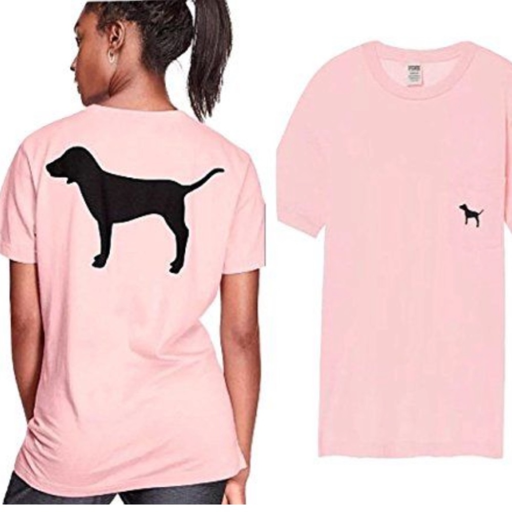 Victoria's Secret Pink New Dog Crew-Neck Campus Pocket Tee